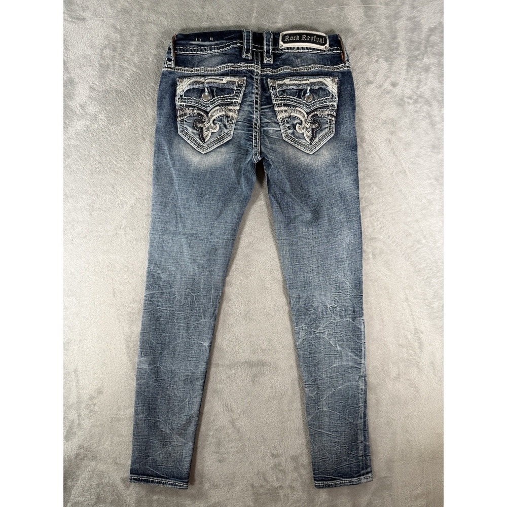 Rock Revival Jeans Womens 26 Blue Denim Yandel Ankle Skinny Rhinestones